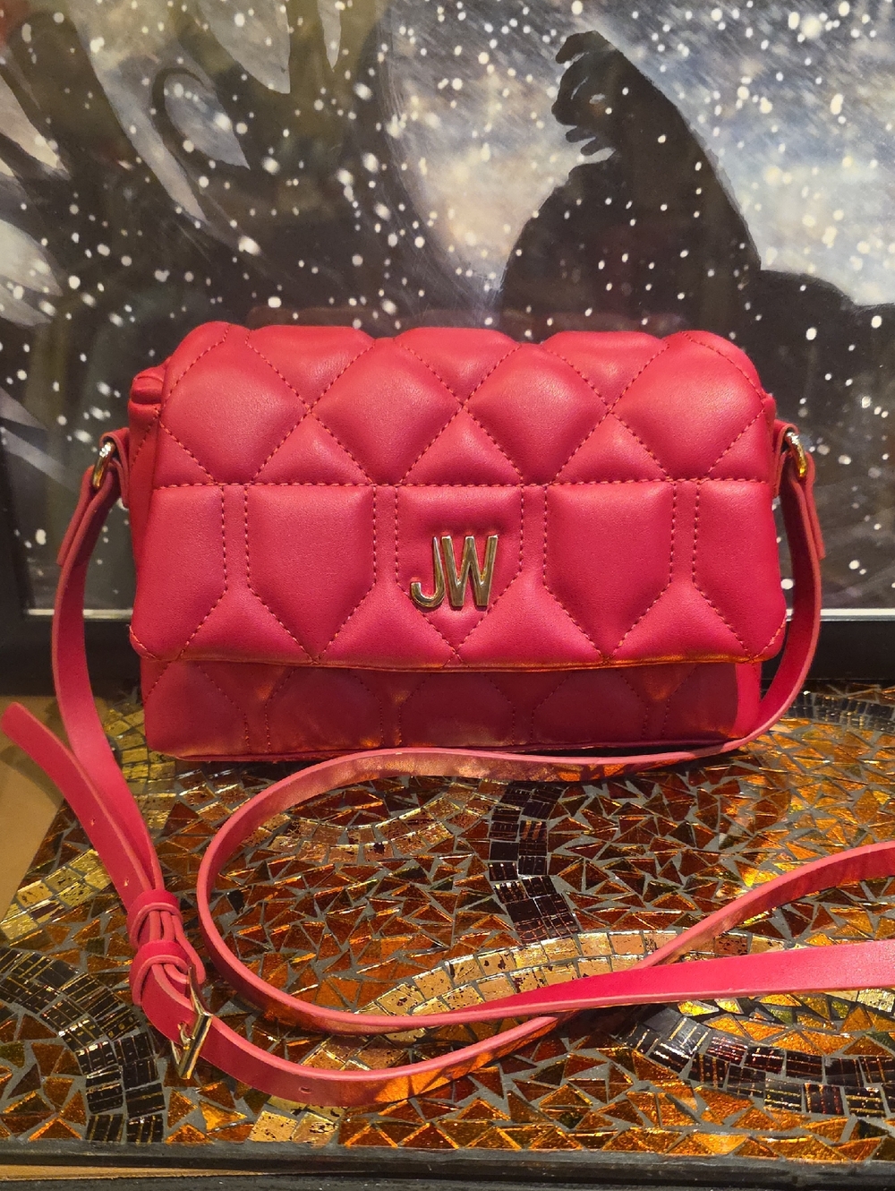Jason Wu Quilted Hot Pink Crossbody Bag with Gold Logo